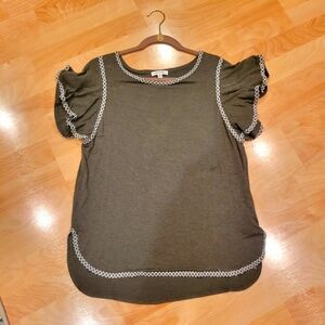 Max Studio Embroidered Flutter sleeve Top Size M